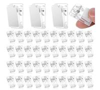 50Pcs Self Adhesive Clips, Wall Tapestry Clamp Plastic Sticky, Tapestry Sticky Spring Hangers for Office Home Picture Halloween Christmas Decorations Clear