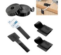 50Pcs Self Adhesive Hook and Loop Cable Ties + 2 Extension Rolls - Cord Organizer for Desk, Reusable Cable Management System with Sticky Back - Perfect Under Desk Cable Clips & Wire Keepers (Black)