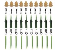 50Pcs/Set Carp Fishing Helicopter Rig Accessories Kit Includes Swivels Clips Chod Rig Buffer Heli Beads Anti Tangle Sleeve Tool Kit for Coarse Carp Fishing