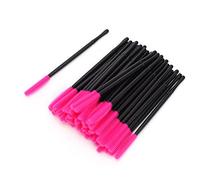 50Pcs/Set Disposable Silicone Eyelash Brush Makeup Tool for Beauty Yellow Purple Orange Rose Red (Rose Red)
