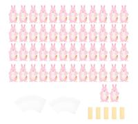50Pcs/set Easter Party Bags with Greeting Cards and Point Adhesive Stickers Shaped Cards with Clear Small Pouch Kids Party Decoration