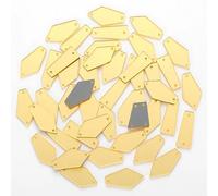 50Pcs Sew on Mirror Rhinestones Acrylic Irregular Mirror Pieces Flat Back Mirrored Beads for Crafts Evening Dresses Decor, Gold
