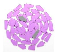 50Pcs Sew on Mirror Rhinestones Acrylic Irregular Mirror Pieces Flat Back Mirrored Beads for Crafts Evening Dresses Decor, Purple