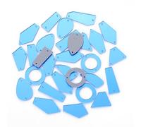 50Pcs Sew on Mirror Rhinestones Acrylic Irregular Mirror Pieces Flat Back Mirrored Beads for Crafts Evening Dresses Decor, Light Blue