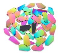 50Pcs Sew on Mirror Rhinestones Acrylic Irregular Mirror Pieces Flat Back Mirrored Beads for Crafts Evening Dresses Decor, Rainbow