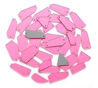 50Pcs Sew on Mirror Rhinestones Acrylic Irregular Mirror Pieces Flat Back Mirrored Beads for Crafts Evening Dresses Decor, Dark Pink