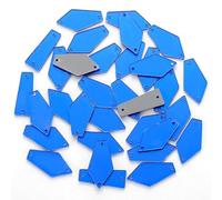 50Pcs Sew on Mirror Rhinestones Acrylic Irregular Mirror Pieces Flat Back Mirrored Beads for Crafts Evening Dresses Decor, Blue