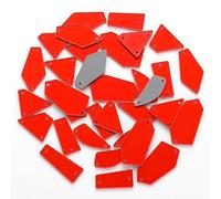 50Pcs Sew on Mirror Rhinestones Acrylic Irregular Mirror Pieces Flat Back Mirrored Beads for Crafts Evening Dresses Decor, Red