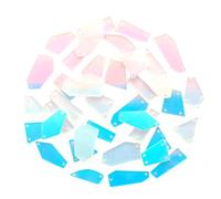 50Pcs Sew on Mirror Rhinestones Acrylic Irregular Mirror Pieces Flat Back Mirrored Beads for Crafts Evening Dresses Decor, AB White