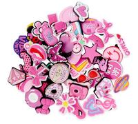 50Pcs Shoe Charms for Girls, Crocs Pink Charms Accessories, Bling Crocs Charm DIY Sandals Croc Charm Cute Cartoon Shoe Buckle Decorations for Women Girls Teenage