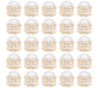 50pcs Silicone Earring Backs, Golden DIY Replacement Stoppers | Locking Style, Wear Resistant Grip, Easy to Slide on Posts, Simple Design for Jewelry Making