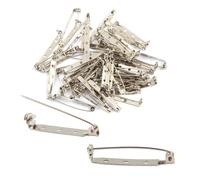50pcs Silver Bar Pin Backs for Crafts & Badges - 1.5 Inch Clasp Brooch Pin Backs