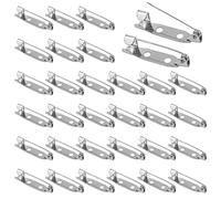 50pcs Silver Bar Pins,Brooch Pins,Locking Pin Backs BarPins with Holes Brooch Pin Clasp,Secure backclasp with Back Bar Fastener for Jewelry Making DIY Crafts,Stationary,Bandages,Sewing(25mm)