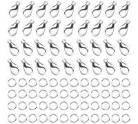 50PCS Silver Lobster Clasp and 200PCS Open Jump Rings for Jewellery Making Kit (250PCS)