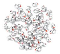 50pcs Silver Mini Resin Ducks, 1.5x1.4x1cm/0.59x0.55x0.39in Tiny Silver Ducks Miniature Little Small Resin Animal Figurines for Micro Garden Landscape Cake Decor & DIY Craft Party