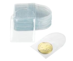 50pcs Single Pocket Coin Sleeves Coin Storage Sleeves Coin Protectors Clear Plastic Coin Holders for Coin Currency Bills Collectors Protector (Square, 2.2 X 2 Inch)