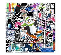 50PCS Skiing Stickers for Laptop Luggage Helmet Water Bottles Snowboard Phone Bike Computer Refrigerator Skateboard Guitar Scrapbook,Winter Cartoon Sports Waterproof Decals for Teens Girls Adult