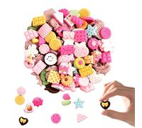 50PCS Slime Charms, Assorted Resin Charms Candy, Bread & Biscuit Ornaments for DIY Craft, Phone Case Decoden, Scrapbooking and Jewellery Making (Pink)