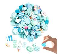 50PCS Slime Charms, Assorted Resin Charms Candy, Bread & Biscuit Ornaments for DIY Craft, Phone Case Decoden, Scrapbooking and Jewellery Making (Blue)