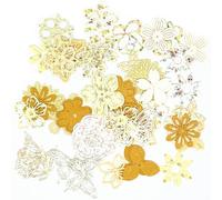 50PCS Small Decorative Paper, Love Butterfly Leaf Hollow Out Frames Paper Card for DIY Crafts Album Junk Journals Scrapbook Supplies