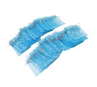 50PCS Small Gift Bags Drawstring Bags, Clear Party Favor Bags Small Jewelry Pouch for Party, Jewelry, Christmas, Festival, Bathroom Soaps, Makeup Organza, Wrapping Supplies (Light Blue)