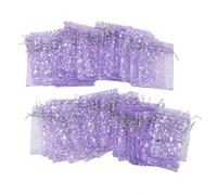 50PCS Small Gift Bags Drawstring Bags, Clear Party Favor Bags Small Jewelry Pouch for Party, Jewelry, Christmas, Festival, Bathroom Soaps, Makeup Organza, Wrapping Supplies (Purple)