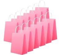 50Pcs Small Paper Bags With Handles, Paper Gift Bags a5 Size, 130GMS Thicken Kraft bags Party Favor Shopping includes lables for Favor Birthday Party Wedding Shopping Retail (Rose Pink)