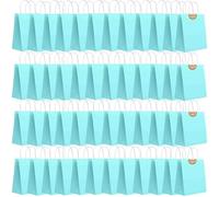 50Pcs Small Paper Bags With Handles, Paper Gift Bags a5 Size, 130GMS Thicken Kraft bags Party Favor Shopping includes lables for Favor Birthday Party Wedding Shopping Retail (E-Blue)