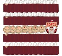 50Pcs Small Paper Bags With Handles, Paper Gift Bags a5 Size, 130GMS Thicken Kraft bags Party Favor Shopping includes lables for Favor Birthday Party Wedding Shopping Retail (G-Dark Red)