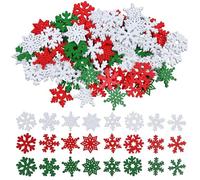 50PCS Snowflake Confetti,Wooden Frozen Confetti,White Christmas Table Decorations for Snowflake Winter Wonderland Party Decorations(Mix color)