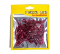 50pcs Soft Baits Earthworm Fishing Lures Red Worm Crankbaits Hooks Tackle Package with Plastic Material and High Fish Hit Rate (4CM)