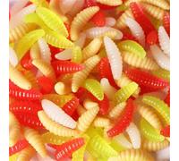 50Pcs Soft Fishing Lures Earthworms Baits Maggot Smell Lures Silicone Artificial Baits Fishing Tackle Accessories Flexible Silicone Soft Freshwater