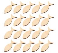50pcs Solid Fish on Wooden Board Fish Shaped Buttons Decor Cutout Unfinished Fish Slice Adorn Ocean Trim DIY Hanging Ornaments Fish Shape Charms Label Animal Accessories