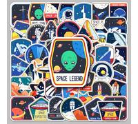 50PCS Space Explorer Themed Stickers Astronaut Spaceman Spaceship Planet Pattern Stickers Waterproof Decals Gifts for Water Bottles Laptop Luggage Computer Guitar Skateboard Decoration