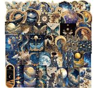 50Pcs Space Galaxy Moon Planets Stickers Laptop Car Scrapbook Phone Skateboard Suitcase Luggage Bike Vintage Astronomy Vinyl Waterproof Aesthetic Personalised Stickers for Teens Boys Girls Adults