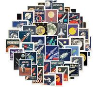 50Pcs Space Theme Stickers Laptop Car Scrapbook Phone Skateboard Suitcase Luggage Bike Planet Astronaut Vinyl Waterproof Aesthetic Personalised Stickers for Teens Boys Girls Adults