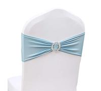 50PCS Spandex Chair Sashes Bows Elastic Chair Bands With Buckle Slider Sashes Bows For Wedding Decorations sy66 (Light Blue)