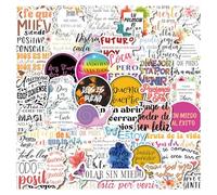 50PCS Spanish Motivational Stickers,Affirmation Inspirational Positive Quotes Waterproof Sticker for Teachers Teens Adults Decoration Water Bottle Journal Laptop Guitar Scrapbook Computer Helmet