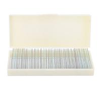 50Pcs Specimen Slices Prepared Microscope Glass Slides with Storage Box for Biological Education