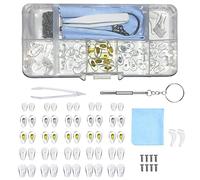 50pcs Spectacle Repair Kit,25 Pairs Push Silicone Glasses Nose Pads,Nose Pads for Glasses Push fit for Glasses PVC Silicone Glasses Screws Tweezers Mirror Cloth Glasses Repair Kit