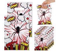 50pcs Spider Goodie Bags, 9.84x6.69in Double-Sided Action Sign Gift Candy Sweet Snack Treat Present Party Favor Bags with Handles Birthday Spider Party Decorations for Boys Girls Movie Fans