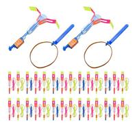 50PCS Spin Copter LED Flying Toy with Slingshots & Arrows Funny Glow Toys Easy to Use Summer Outdoor Games Slingshot Flyer for Children's Day Party Gifts Spin Copter LED Flying Toy Slingshot for Kids