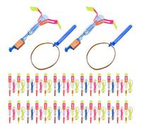 50PCS Spin Copter LED Flying Toy with Slingshots & Arrows Funny Glow Toys Easy to Use Summer Outdoor Games Slingshot Flyer for Children's Day Party Gifts Spin Copter LED Flying Toy