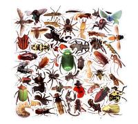 50pcs Spring Themed Stickers, Waterproof Cute Lifelike Buggy Labels Self-Adhesive Animal Scrapbook Bee Ladybug Butterfly Aesthetic Stickers for Water Bottle Bike Luggage Laptop