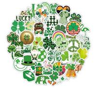 50PCS St Patricks Day Accessories Sticker Pack Assorted Green Designs including Shamrocks St. Patrick'S Day Tattoo Stickers Party Supplies Shamrock Decoration Bar Holiday Accessories