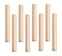 50Pcs Stable Round Grooved Wooden Dowel Rods Lightweight Assorted Wooden Dowels Portable Wooden Grooved Fluted Pins for Fluted Dowel Plugs