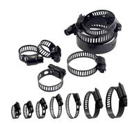 50pcs Stainless Steel Adjustable 6-38mm Range Worm Gear Black Hose Clamps for Woodworking Spring Clamp(50PCS 16-25mm)