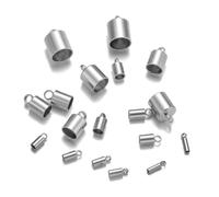 50pcs Stainless Steel Crimp End Caps Leather Cords End Tip Beads Caps PVD Plated Gold Clasps DIY Jewelry Making Finding Supplies