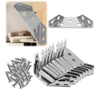 50Pcs Stainless Steel Furniture Corner Connectors Universal Triangular Support Brackets for Stronger Furniture Assembly Corner Reinforcement UY0U 4023 (10pcs)