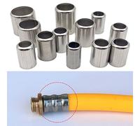50Pcs Stainless Steel Pipe Sleeve Exhaust Connector, 11.5MM-18MM High-Pressure Hose Crimp Sleeve Joiner (Color : 11.5mm)